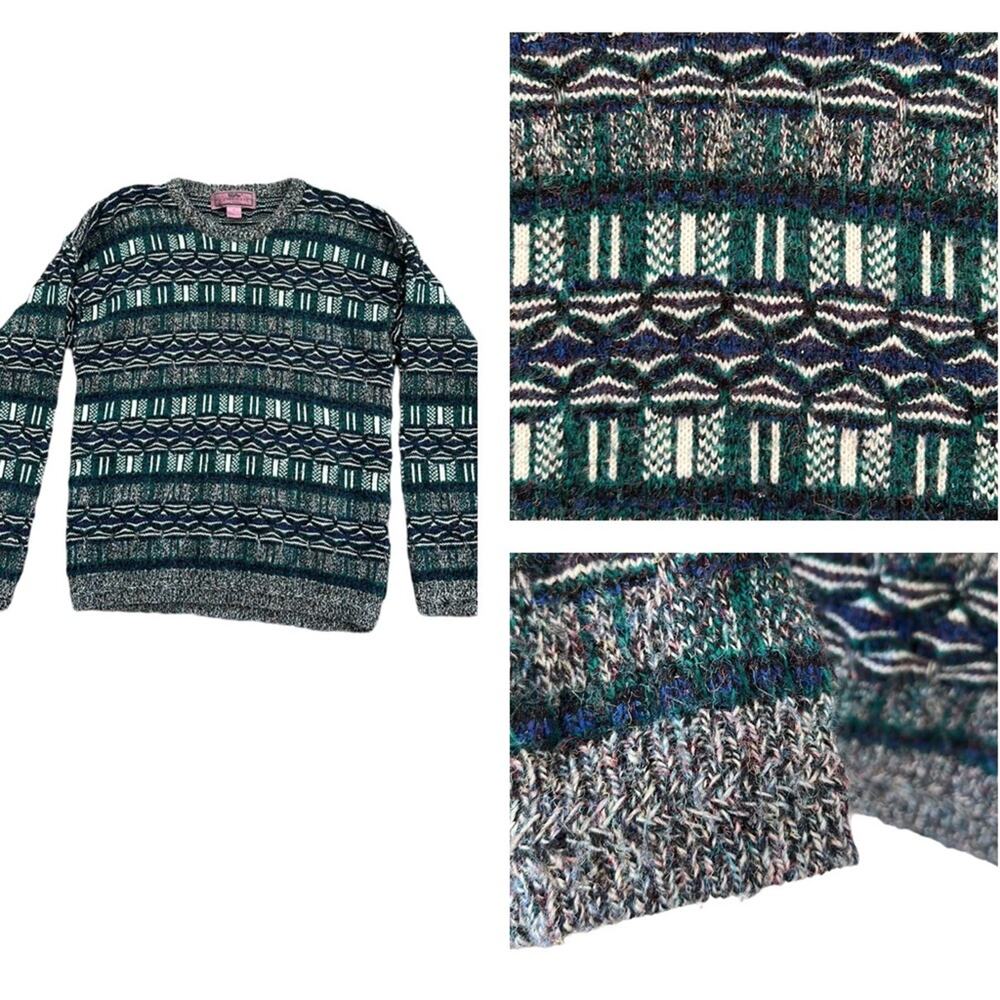 Concrete Mix 80s 90s Abstract Acrylic Knit Coogi 3D Biggie Cosby Sweater Medium